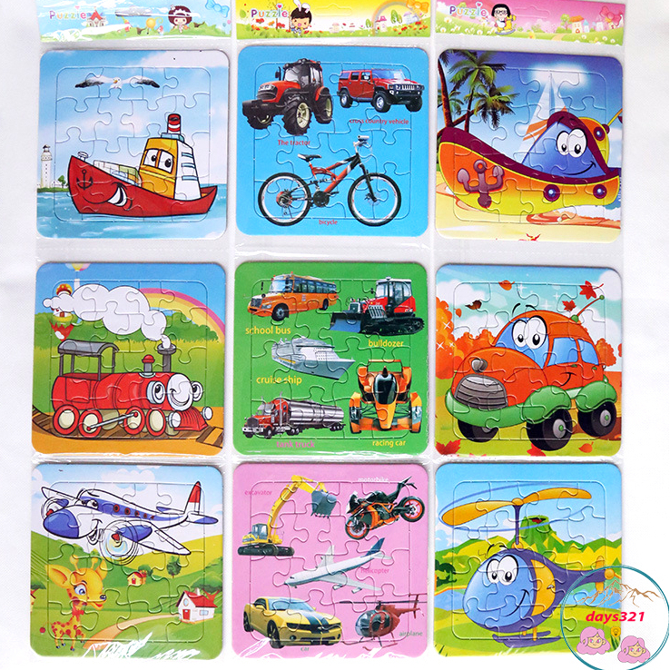 Tranh ghép hình cho bé bằng gỗ trí tuệ 16 mảnh đủ mẫu hoạt hình - đồ chơi xếp hình