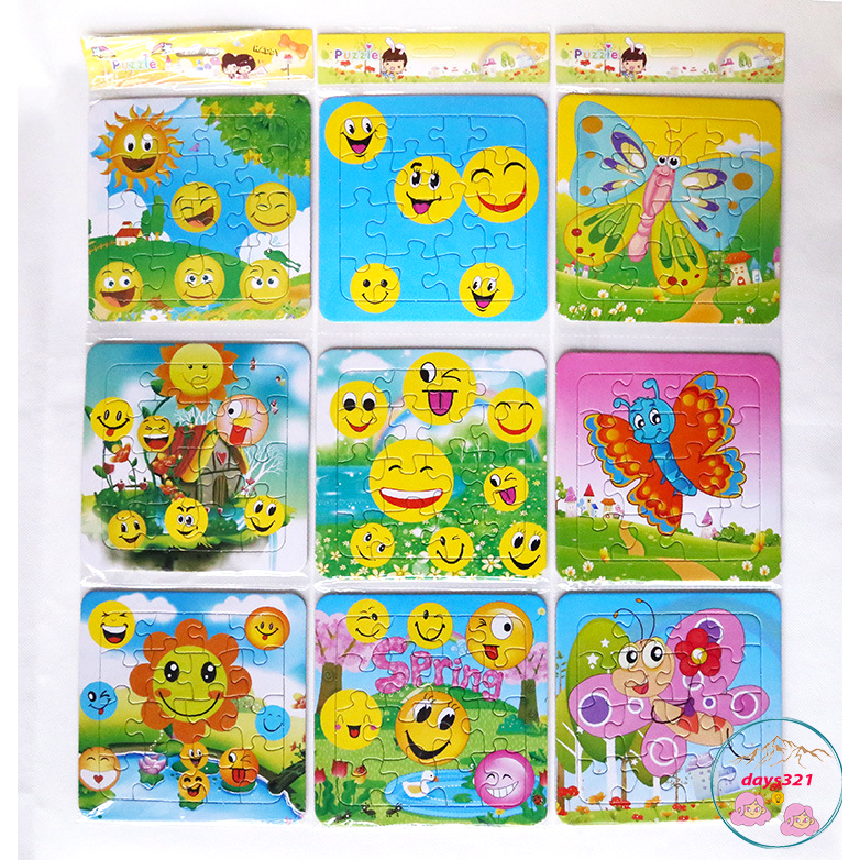 Tranh ghép hình cho bé bằng gỗ trí tuệ 16 mảnh đủ mẫu hoạt hình - đồ chơi xếp hình