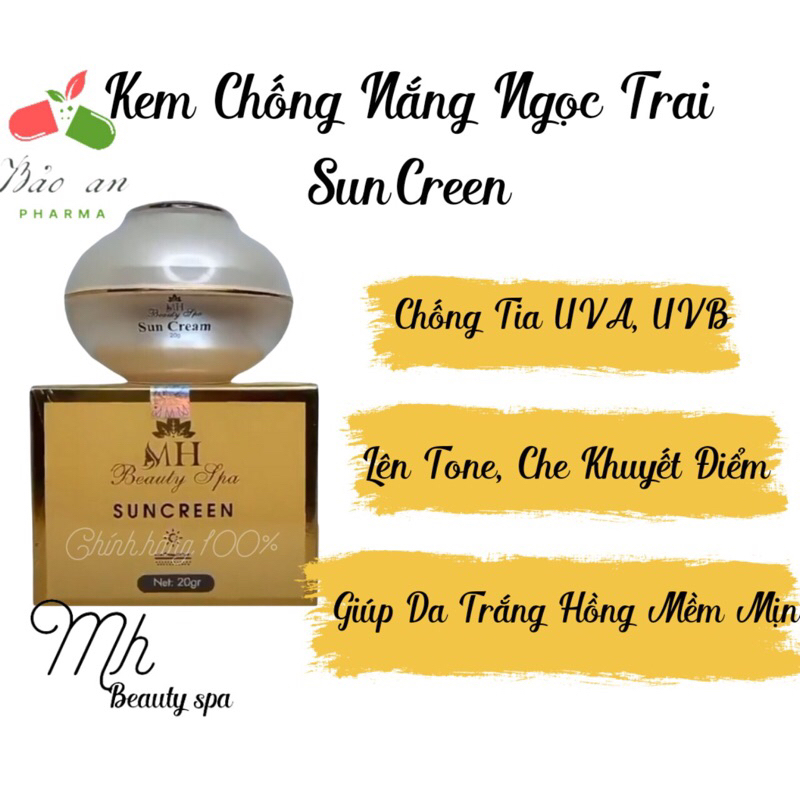 Kem chống nắng ngọc trai MH Beauty Spa 20ml  chống tia UV bảo vệ da căng bóng - BẢO AN PHARMA