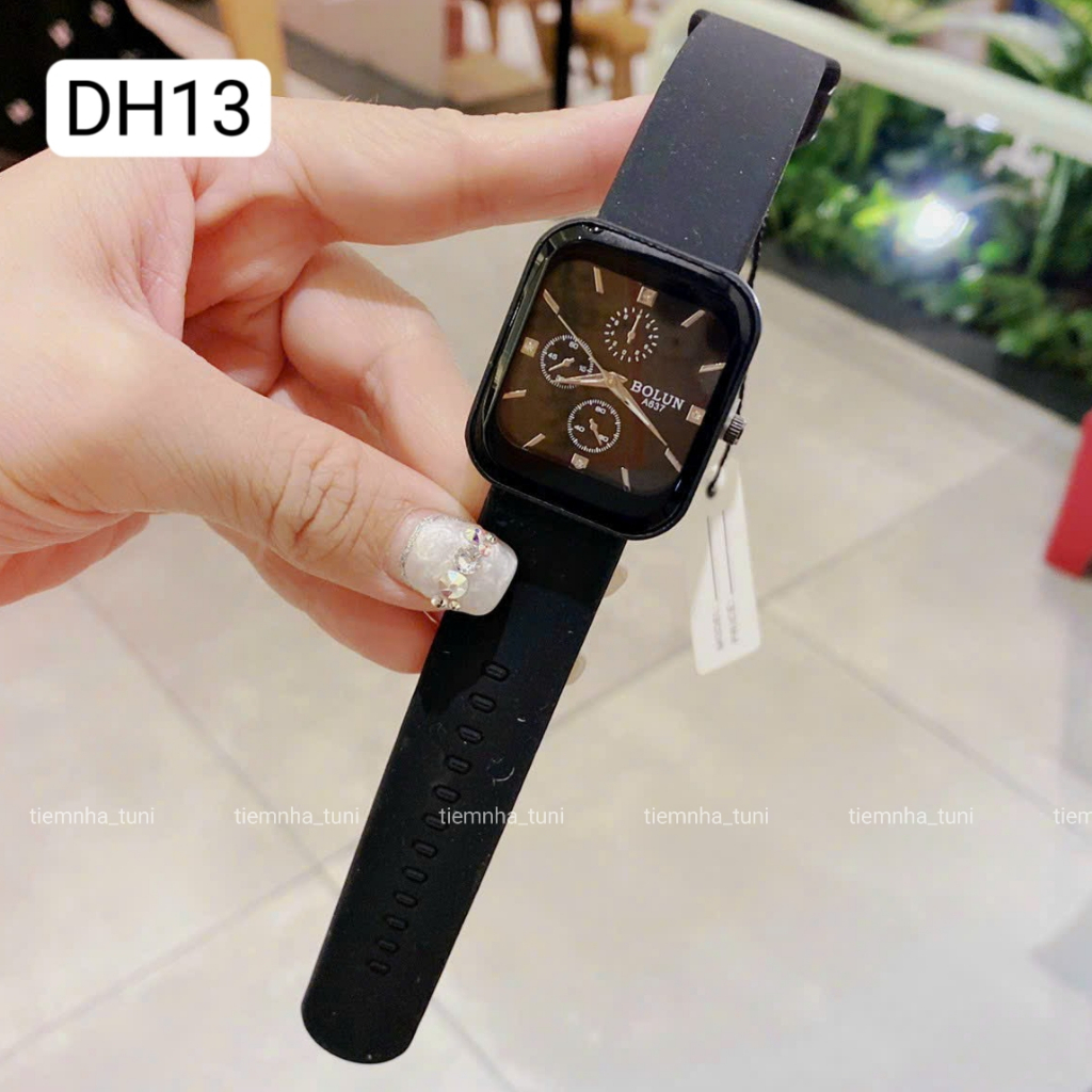 Đồng hồ bo lun dây silicon mặt vuông