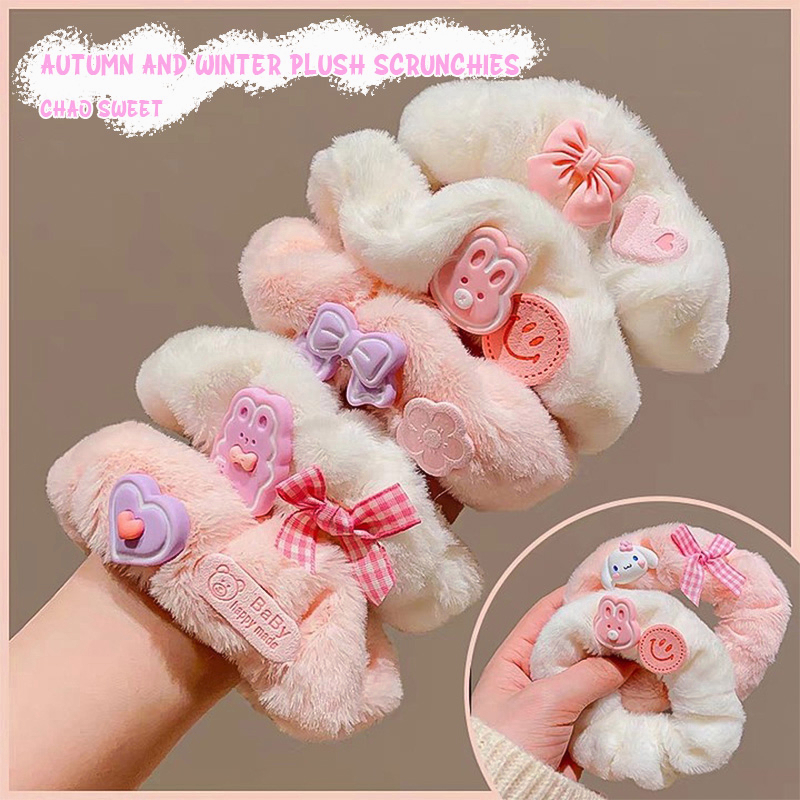 【coffeemate】⚡Dây Cột Tóc Lông Nhung Dễ Thương Xinh Xắn Dành Cho Nữ