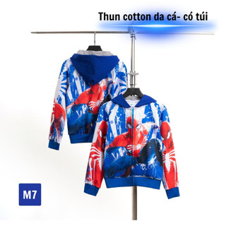 Áo khoác bé trai hình siêu nhân từ 9-43kg. Chất thun da cá -Tomchuakids