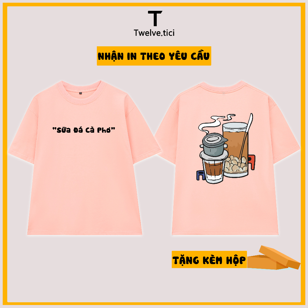 Áo Thun Món Ăn Việt Nam - Áo Thun Twelve.tici Food - Cà Phê Sữa Việt Nam Nam Nữ Form Rộng Unisex