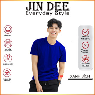 Áo thun Xanh bích Form unisex tay ngắn cổ tròn chất mềm mịn - Áo thun trơn JinDee