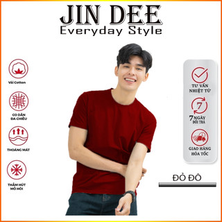 Áo thun Đỏ đô Form unisex tay ngắn cổ tròn chất mềm mịn - Áo thun trơn JinDee