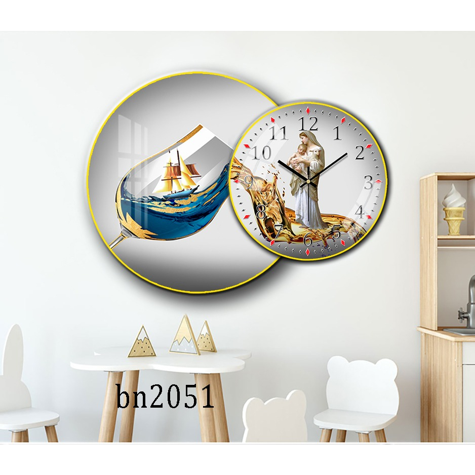 Tranh Đồng Hồ Tráng Gương 5D Đôi Tròn Phòng Bếp - Simple House  ,Treo Tường, Trang Trí Nhà Cửa, Decor Phòng Khách