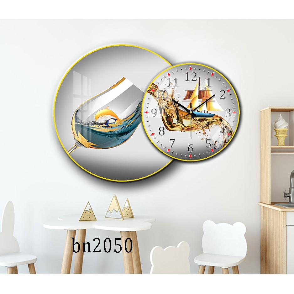 Tranh Đồng Hồ Tráng Gương 5D Đôi Tròn Phòng Bếp - Simple House  ,Treo Tường, Trang Trí Nhà Cửa, Decor Phòng Khách