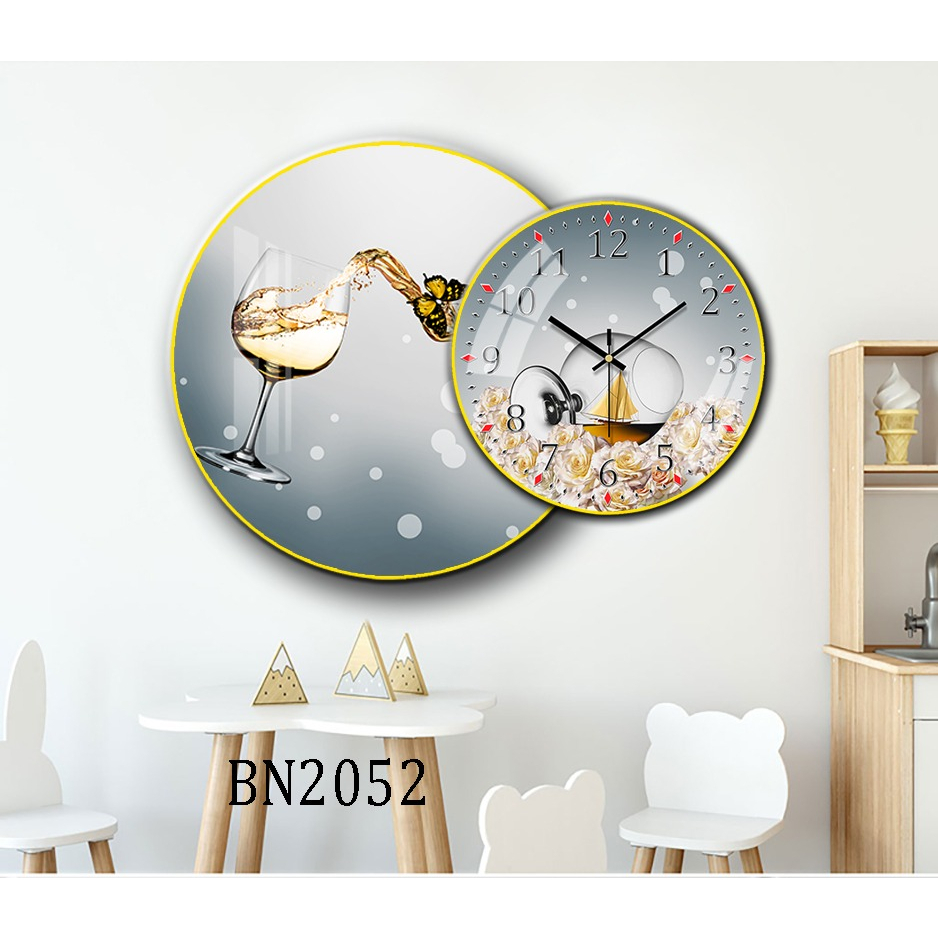 Tranh Đồng Hồ Tráng Gương 5D Đôi Tròn Phòng Bếp - Simple House  ,Treo Tường, Trang Trí Nhà Cửa, Decor Phòng Khách