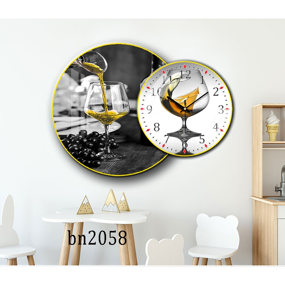 Tranh Đồng Hồ Tráng Gương 5D Đôi Tròn Phòng Bếp - Simple House  ,Treo Tường, Trang Trí Nhà Cửa, Decor Phòng Khách