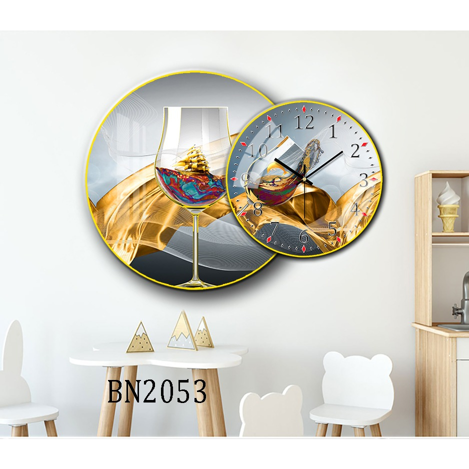 Tranh Đồng Hồ Tráng Gương 5D Đôi Tròn Phòng Bếp - Simple House  ,Treo Tường, Trang Trí Nhà Cửa, Decor Phòng Khách