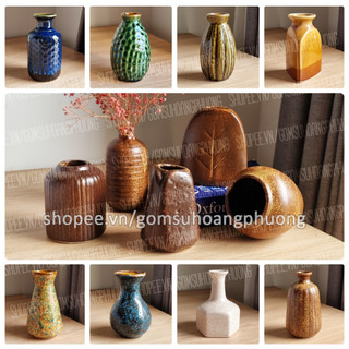 Lọ hoa sứ mini để bàn men mộc hoả biến Bát Tràng