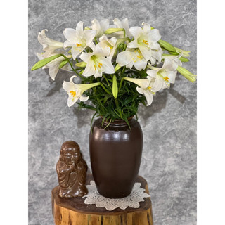 Bình cắm hoa dáng chum, cao 30cm-miệng 12-15cm, men mộc. Gốm sứ Bát Tràng.