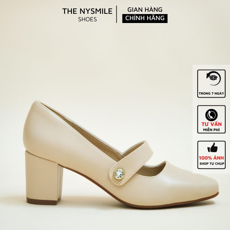 Giày sandal cao gót nữ bít mũi 5P quai cài đính đá - The NySmile -  HANGU 2
