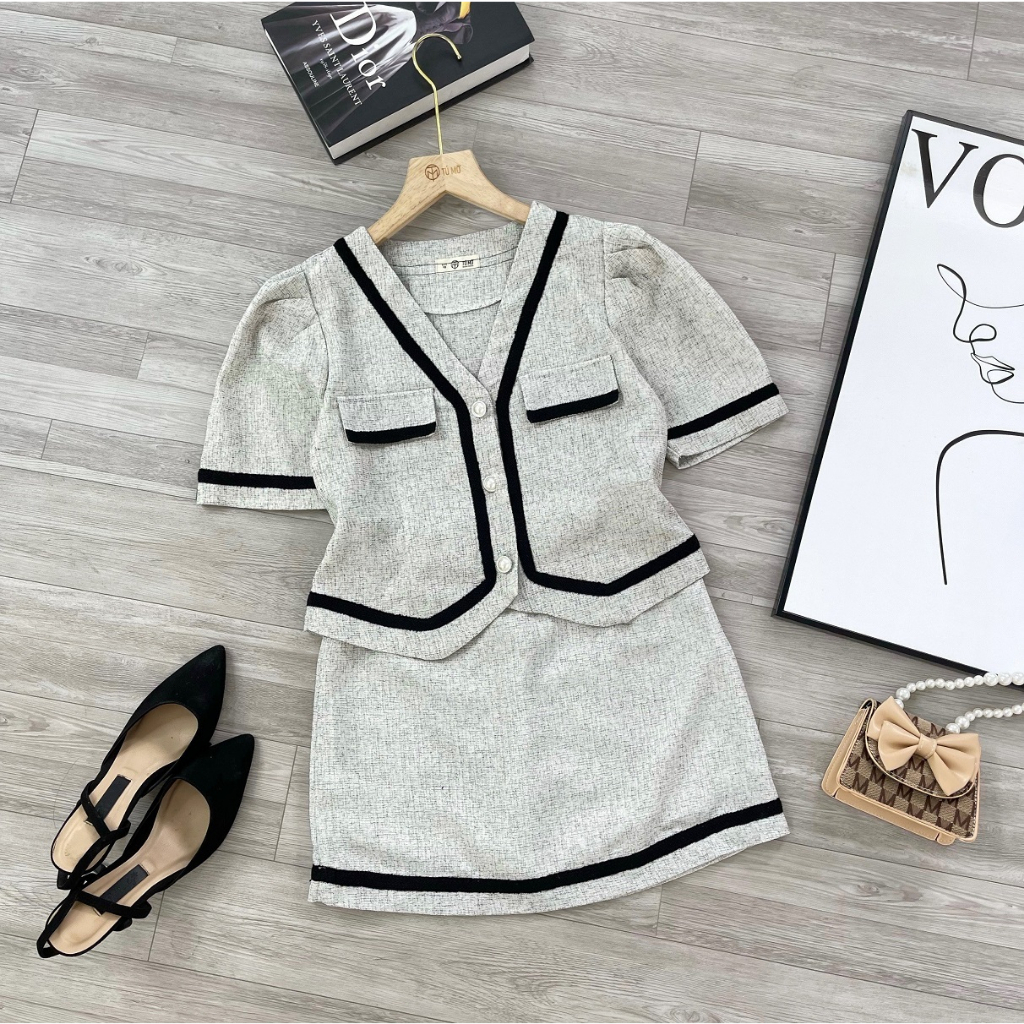 Set bộ bigsize Tú Mỡ Set Bigsize Nữ Thiết Kế Thon Gọn Set bộ viền đen Đi làm dạo phố Đủ size 45-85kg DB0046