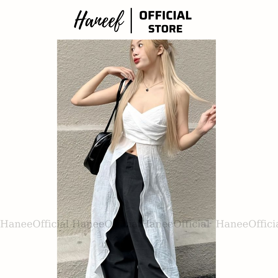 Áo hai dây xẻ tà dài thiết kế ROSE TOP, áo dáng dài rose, chất liệu mềm mại