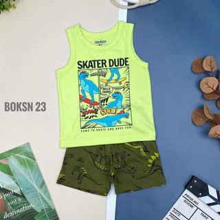 Bộ ba lỗ cotton xuất dư Oshkosh bé trai 11-25kg