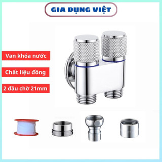 Van chia nước đa năng chữ H vòi xịt vệ sinh và bồn cầu bằng đồng mạ chrome sáng bóng có van khóa nước - PK142