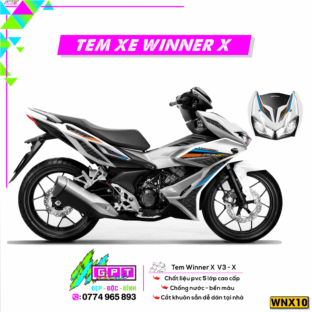 Tem Dán Xe Winner X V2 Mẫu ONE HEART V2 I 10 I Decal Xe Cao Cấp Bền Màu-Chống Nước- Dễ Dán Tại Nhà