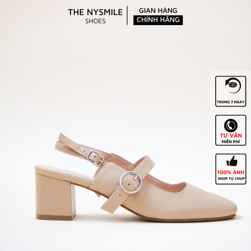 Giày cao gót nữ NySmile 5 phân mũi vuông quai hậu - The NySmile - WENO