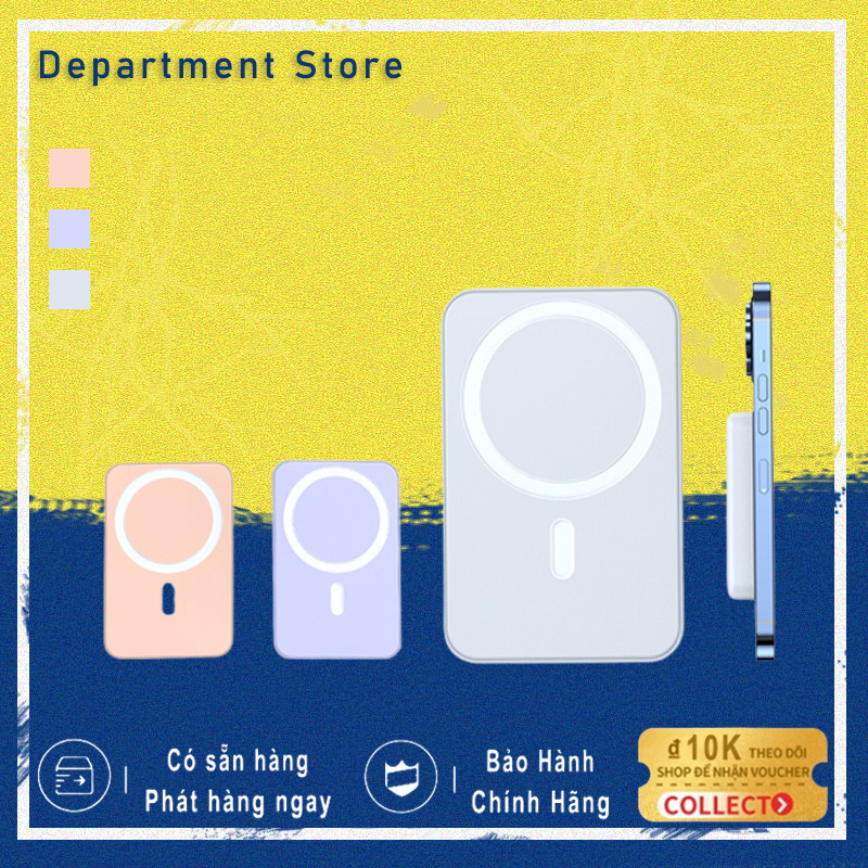 Sạc Dự Phòng Không Dây 5000mAh /10000mAh PD 20W,Sạc không dây từ tính mini nhỏ gọn cao cấp hỗ trợ cho iphone/android