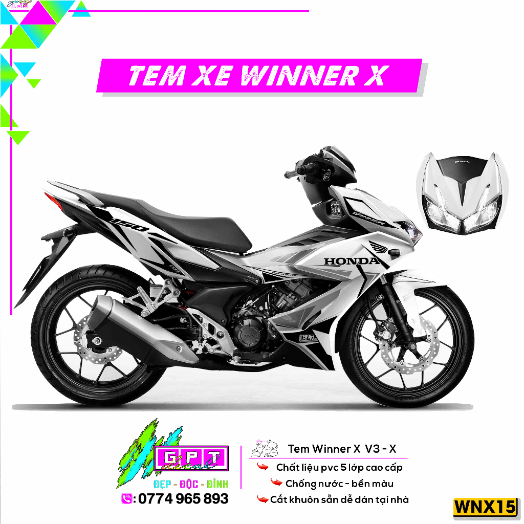 Tem Dán Xe Winner X V2 Mẫu Sport Honda I 15 I Decal Xe Cao Cấp Bền Màu-Chống Nước- Dễ Dán Tại Nhà