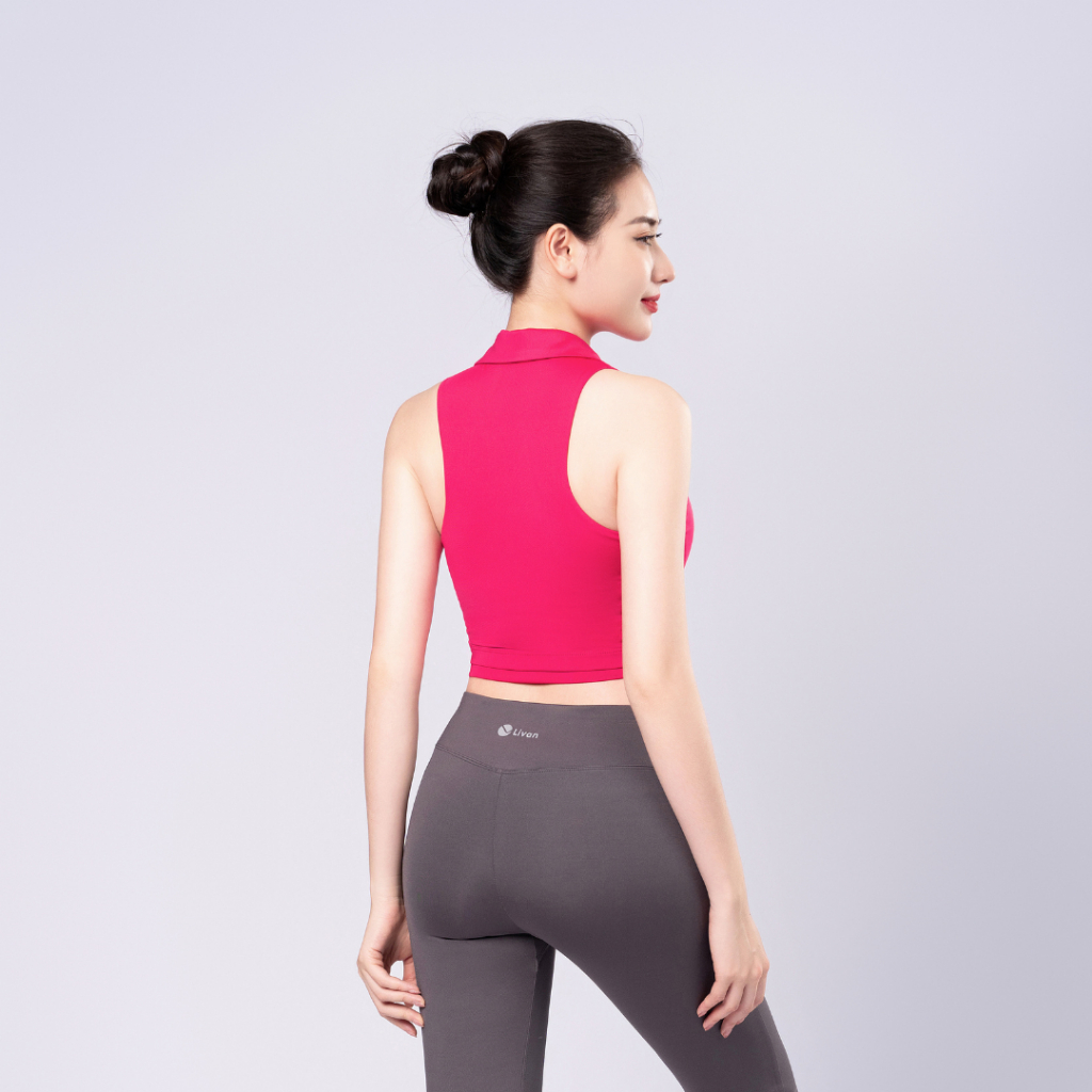 Áo Croptop Thể Thao Cổ Đức Kèm Đệm Mút Cao Cấp Livan Sport