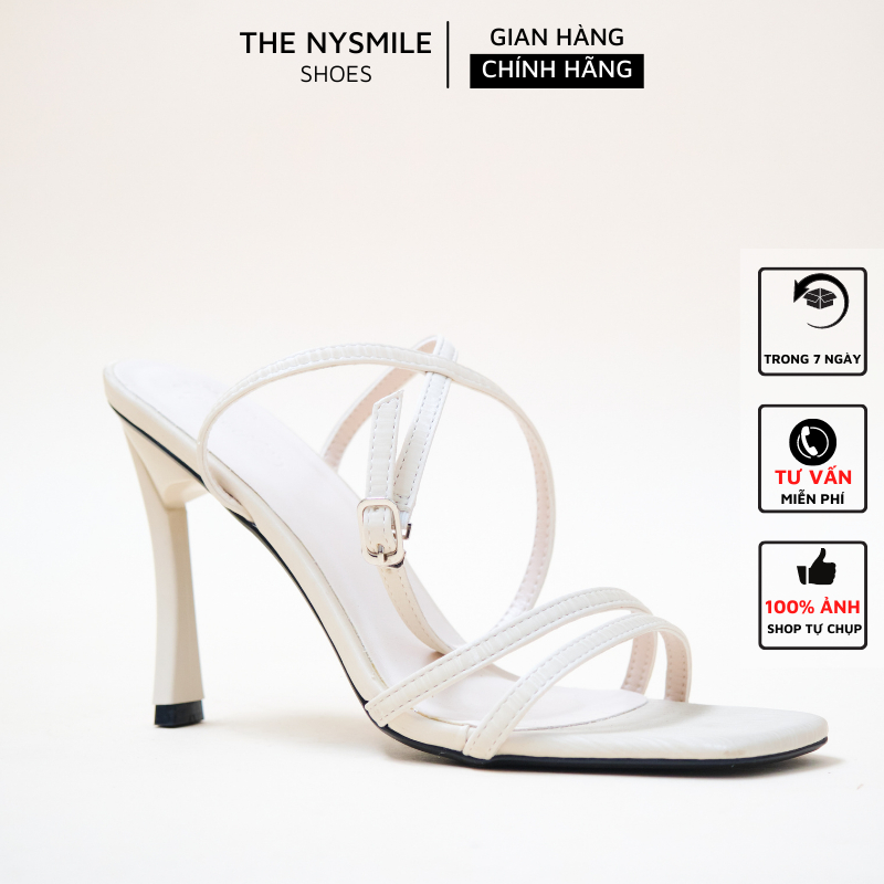 Giày sandal cao gót nữ NySmile 10P 2 quai mảnh da vân - The NySmile - JOKER