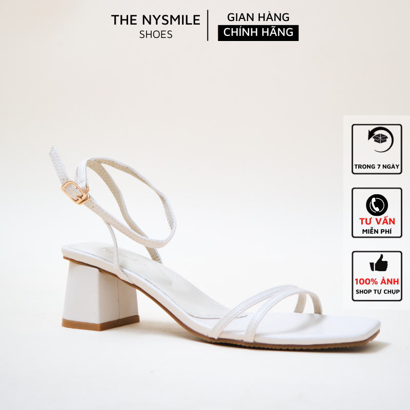 Giày sandal cao gót nữ 5P gót vuông 2 quai mảnh - The NySmile - JESI