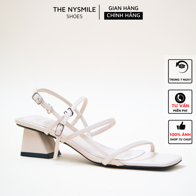 Giày sandal cao gót nữ NySmile 5P gót vuông 3 quai mảnh - The NySmile - BAWA