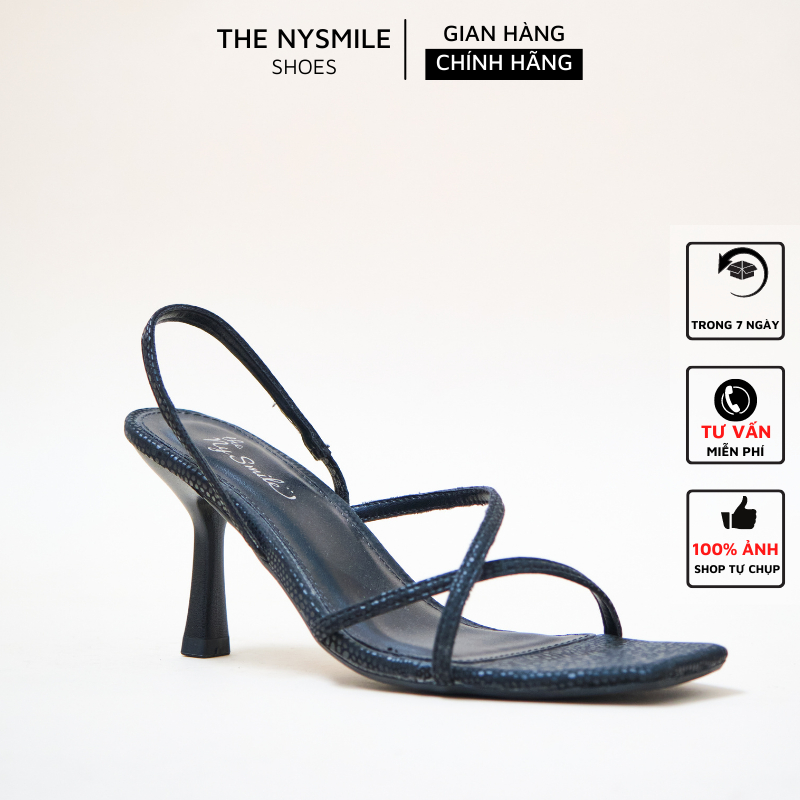 Giày sandal cao gót nữ NySmile 5P gót nhọn quai chéo mảnh da lấp lánh - The NySmile - REMUSS
