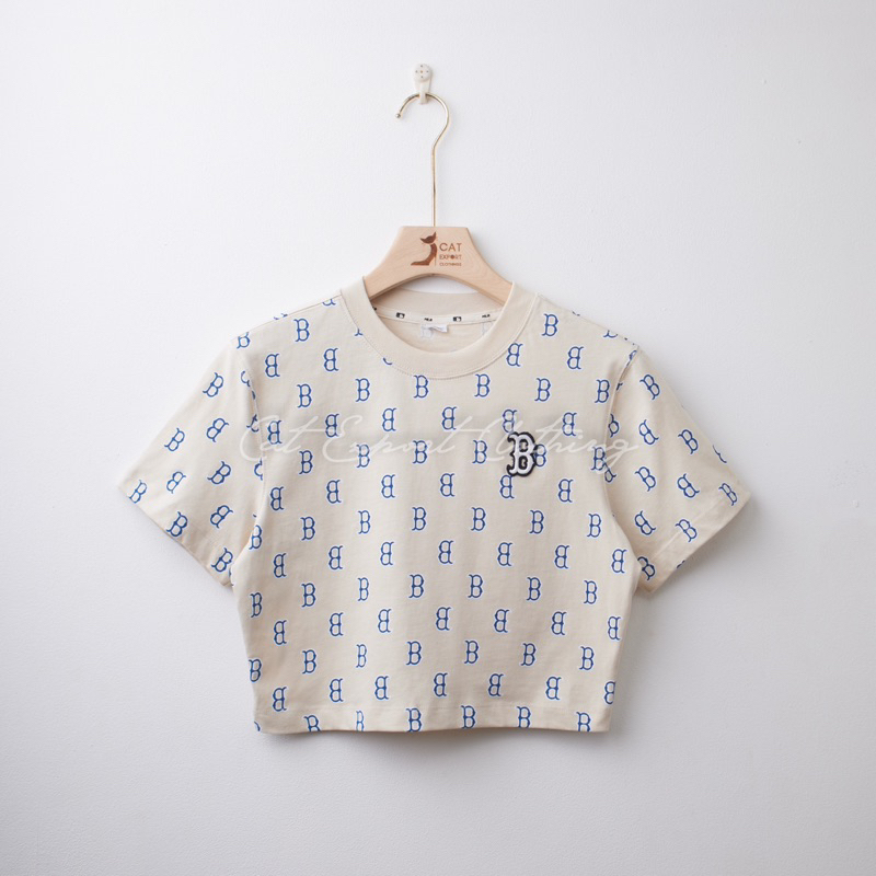 M.L.B Áo Croptop Hoạ Tiết Chữ Monogram Chất liệu Cotton mỏng mát, Sành Điệu và Năng Động, Nữ Tính