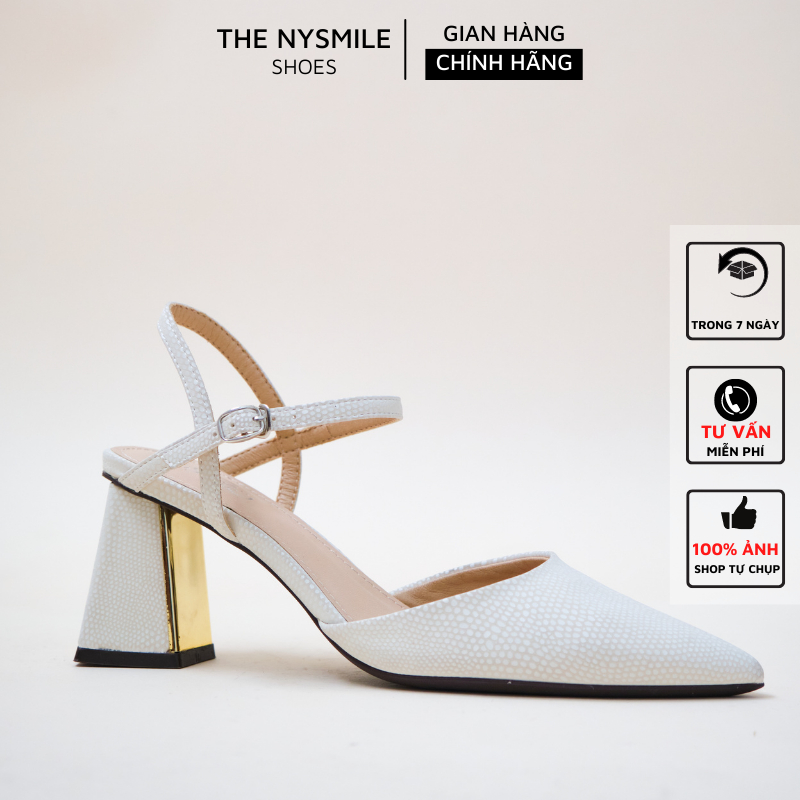 Giày cao gót bít mũi 7cm gót tam giác quai hậu - The NySmile KAYLI