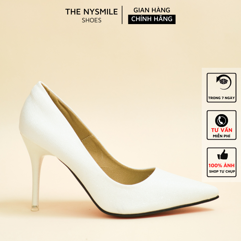 Giày cao gót bít mũi 9cm gót nhọn ánh nhũ sang chảnh - The NySmile LOLEM