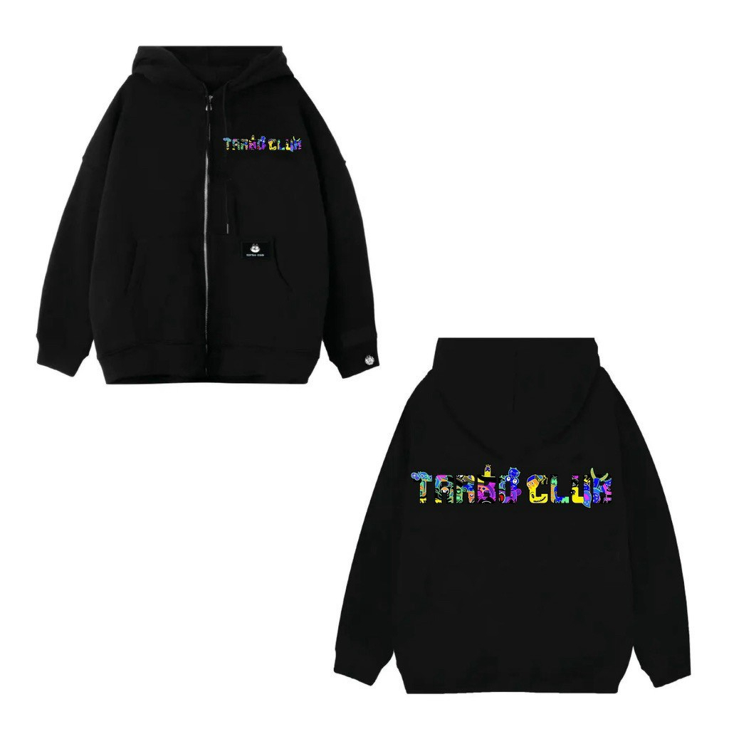Áo Khoác Nỉ Chữ TARBOCLUB Nón Mũ 2 Lớp - Áo Hoodie Có Khóa Kéo Zip Kiểu Rộng Unisex Cặp Nam Nữ
