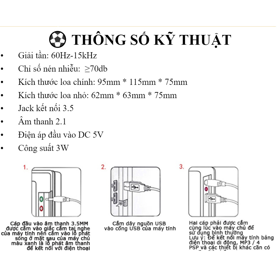 Bộ 3 Loa Máy Tính USB KAW D202 Bảo Hành 12 Tháng Toàn Quốc