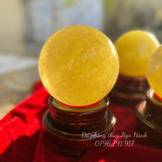 Bi cầu phong thủy, quả cầu đá thach anh vàng tự nhiên 100% - đủ kích cỡ