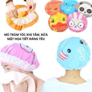 Mũ ủ tóc,mũ trùm đầu khi tắm,rửa mặt họa tiết đáng yêu