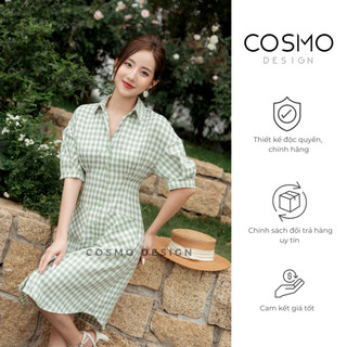 Váy xanh kẻ caro mùa hè cosmo design thiết kế túi ốp thời trang 9811