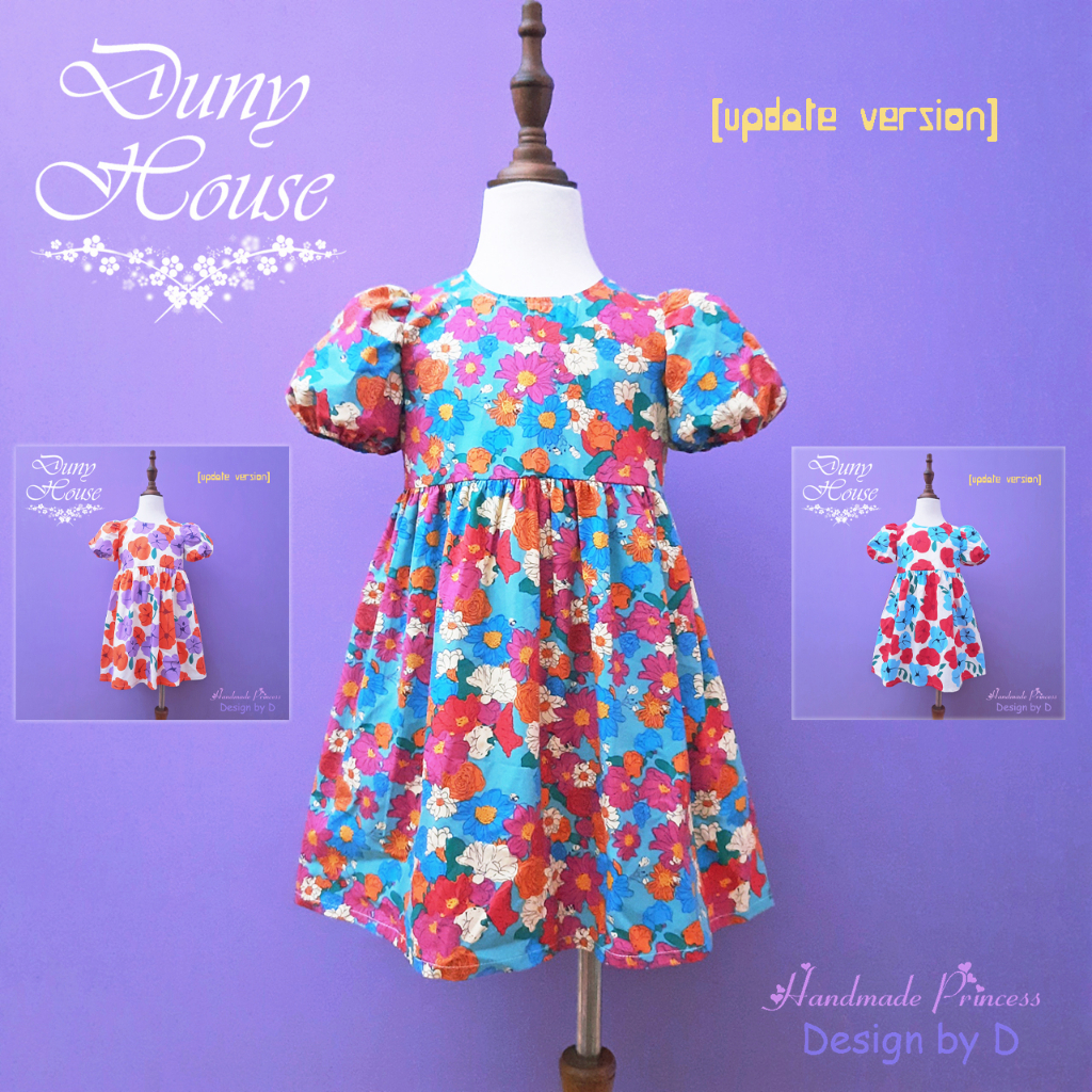 Váy tay phồng công chúa cho bé gái 1-12t(9-42kg) Váy thô hoa 100% cotton cho bé, thời trang thiết kế Duny House