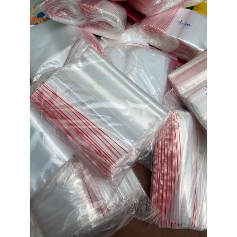 Túi zip chỉ đỏ 1kg túi khóa zip bấm miệng loại dày hàng có sẵn nhiều kích thước