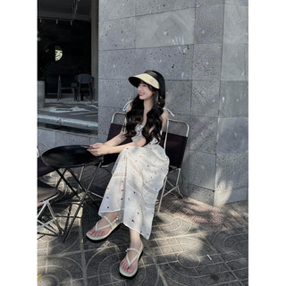 đầm dây trắng xô thêu ali