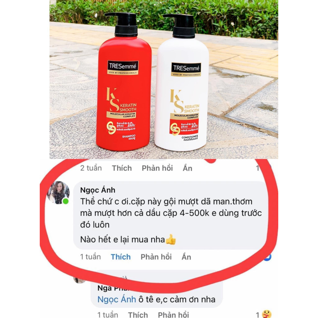 Combo Dầu Gội, Dầu Xả TRESEMME Keratin Smooth Dưỡng tóc khô xơ rối