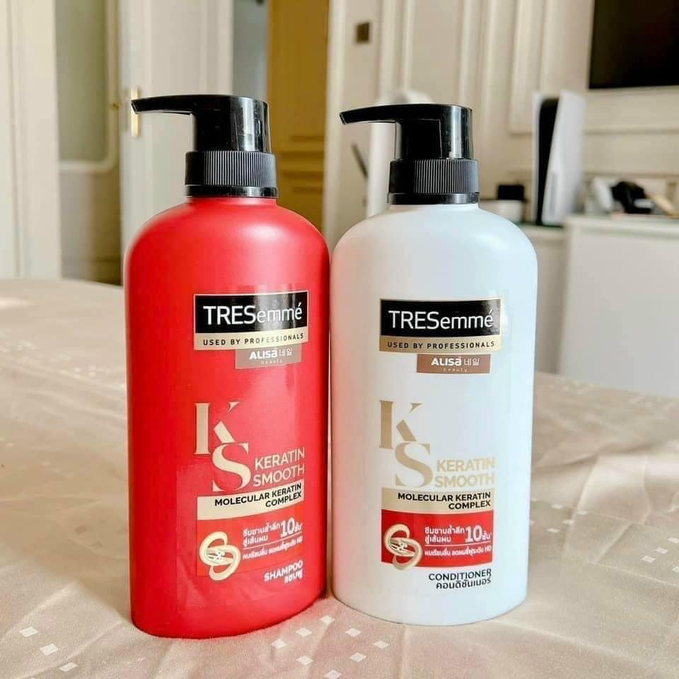 Combo Dầu Gội, Dầu Xả TRESEMME Keratin Smooth Dưỡng tóc khô xơ rối