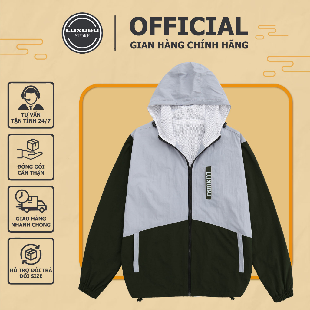 Áo Khoác Dù LUXUBU 2 Lớp Nam Nữ Cao Cấp, Chất Vải Lót Lưới Bên Trong Mềm Mại, Thấm Hút Mồ Hôi - 28032023