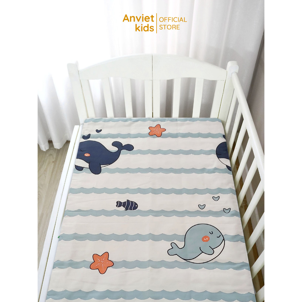 Ga chun bọc đệm 1mx1m9 1mx2m Cotton Satin Anvietkids họa tiết trẻ em, ra trải giường cho bé trai bé gái.
