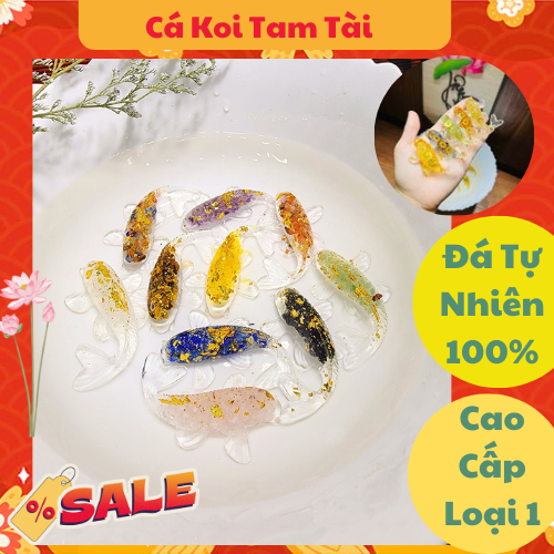 Cá Koi 3 Xu Tài Lộc Đá Tự Nhiên Phong Thủy Đủ Các Màu - Trang Trí Ban Thần Tài Bày Tiểu Cảnh - SengemStoneJewelry
