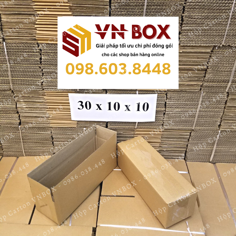 30x10x10 Hộp carton đóng hàng, hộp gói hàng giá rẻ - VN Box