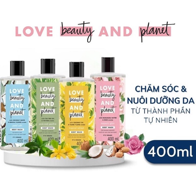 Sữa dưỡng thể Sữa tắm cao cấp Love Beauty & Planet 400ml