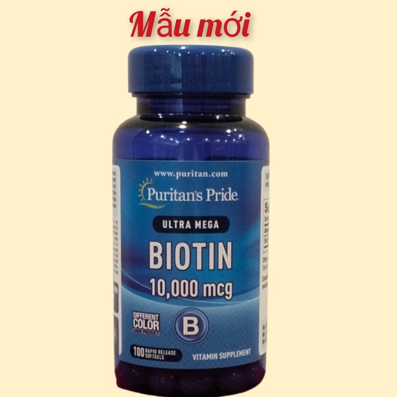 Viên uống Biotin hỗ trợ ngăn rụng tóc và đẹp da Puritan's Pride 10000 mcg