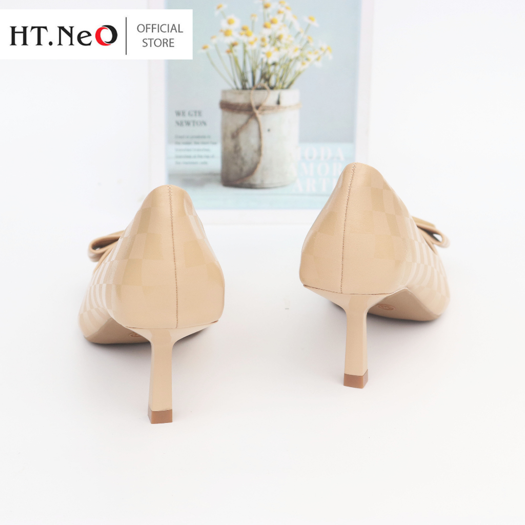 Giày Cao Gót Nữ HT.NEO Da Thật Cao Cấp ,Gót Cao 5cm ,Thiết Kế Họa Tiết Caro ,Kiểu Dáng Trẻ Trung ,Thanh Lịch